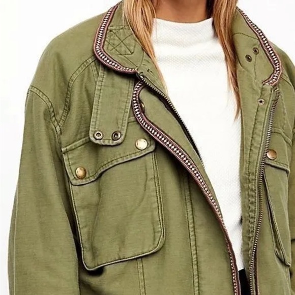 FREE PEOPLE FLIGHT LINE BOMBER JACKET CARGO GREEN MILITARY 🌸 - Picture 5 of 16